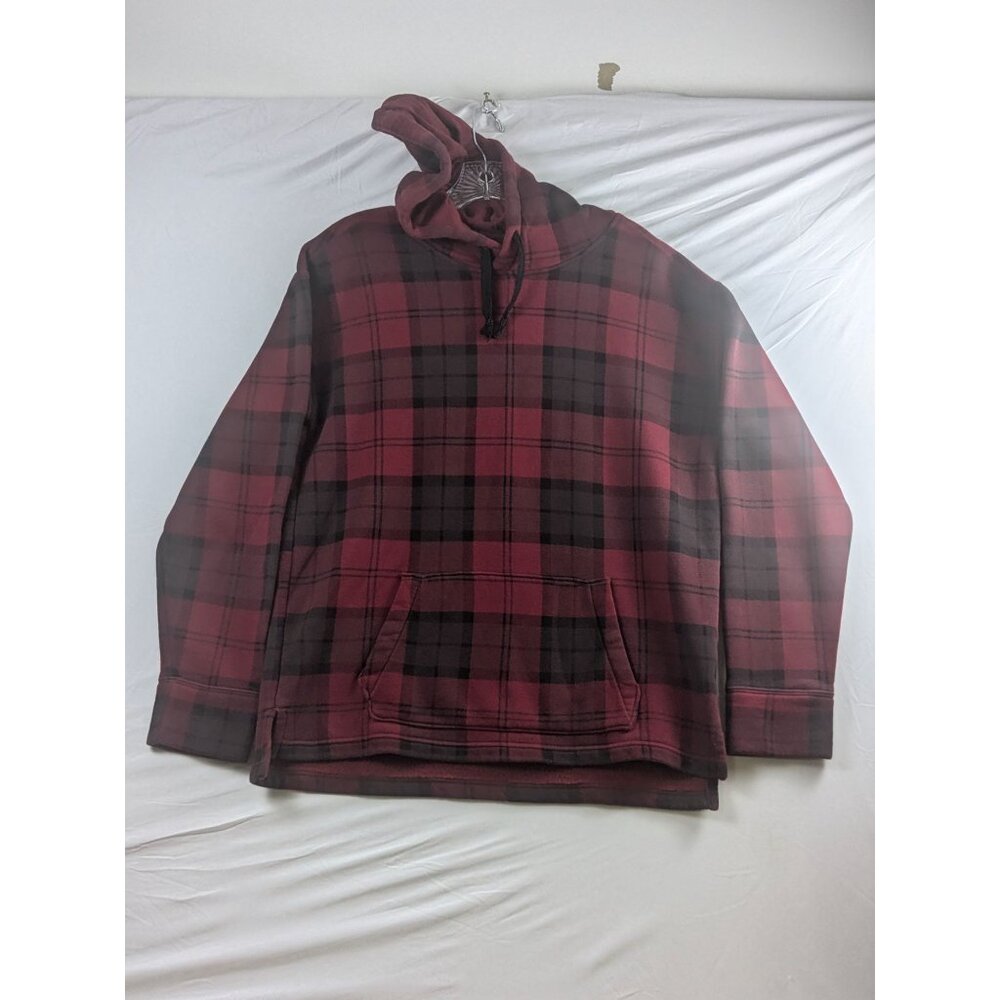 Hollister Mens Red Black Plaid Hoodie Long Sleeve XS Hooded Sweatshirt Adult‎